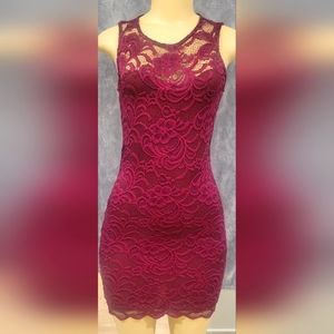Ambiance burgandy lace sleeveless dress size small